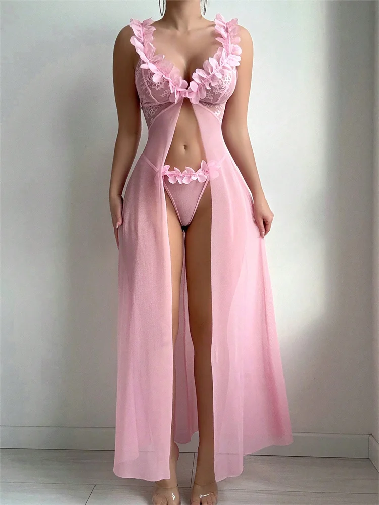 Pink Floral Lace See Through N - đánh giá và giá Waders
